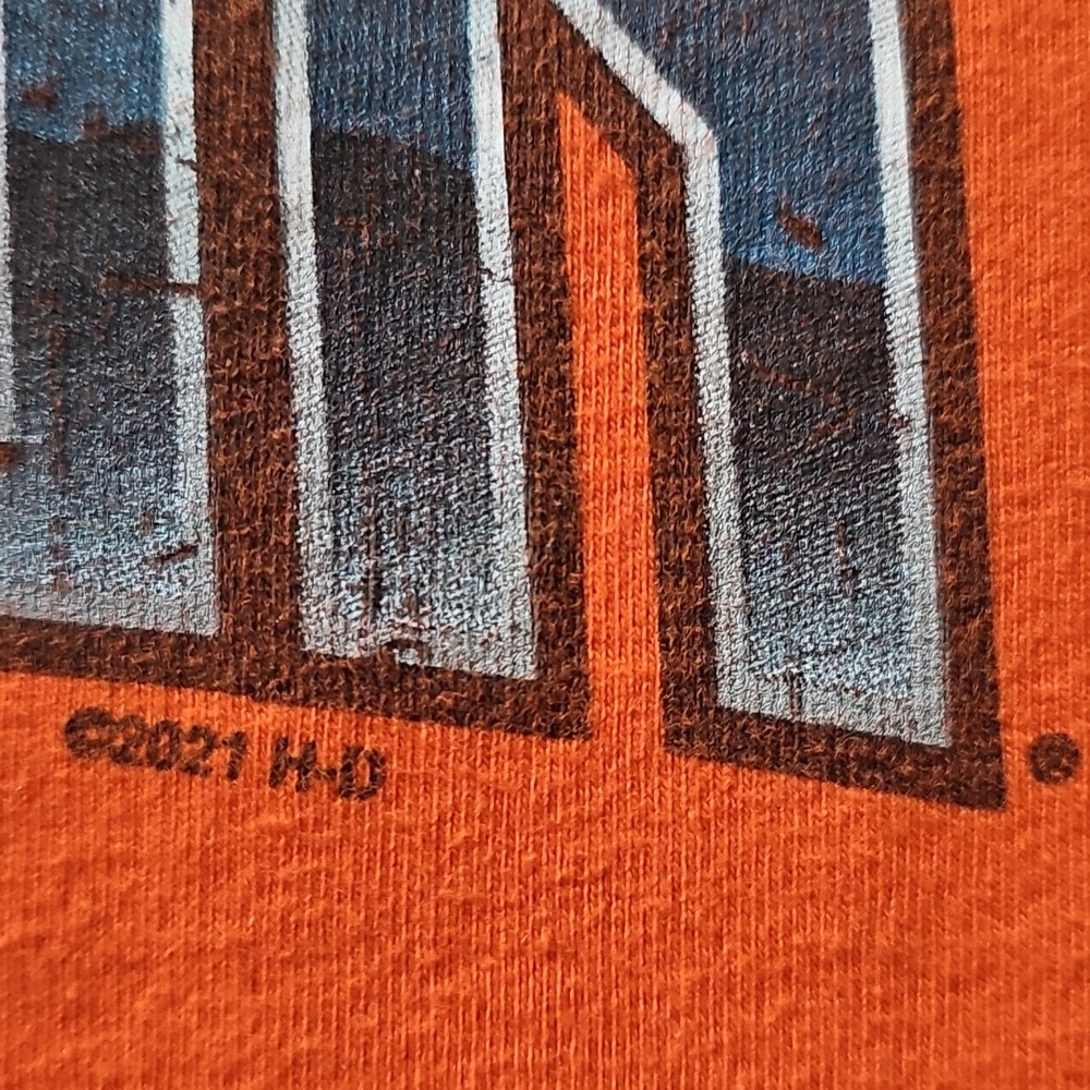 Harley Davidson Long Sleeve Safety Orange Somerset PA HD T-Shirt Men's Size XL - Picture 4 of 13